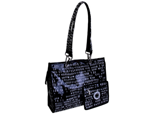 SHOPPER BAG BLACK AND WHITE "AFRO" STYLE. MODEL PEPE MADE OF LORRY TARPAULIN.