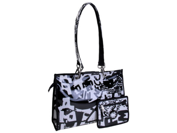 SHOPPER BAG BLACK AND WHITE "POSTER" STYLE. MODEL PEPE MADE OF LORRY TARPAULIN.