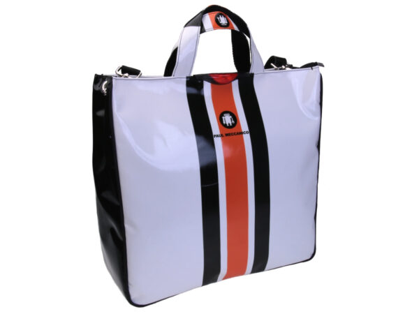 WHITE MAXI TOTE BAG. MODEL AIRSTONE MADE OF LORRY TARPAULIN.