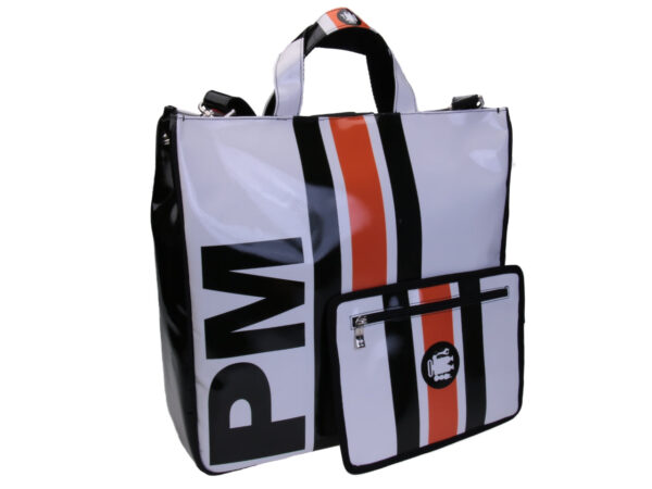 WHITE MAXI TOTE BAG. MODEL AIRSTONE MADE OF LORRY TARPAULIN.