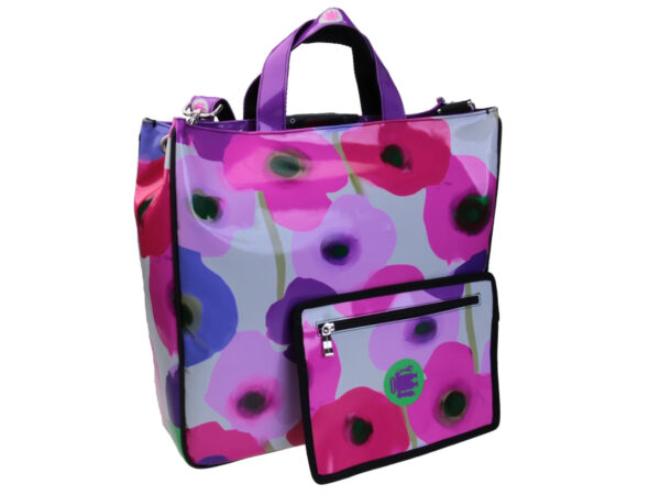MAXI TOTE BAG FLORAL FANTASY. MODEL AIRSTONE MADE OF LORRY TARPAULIN.