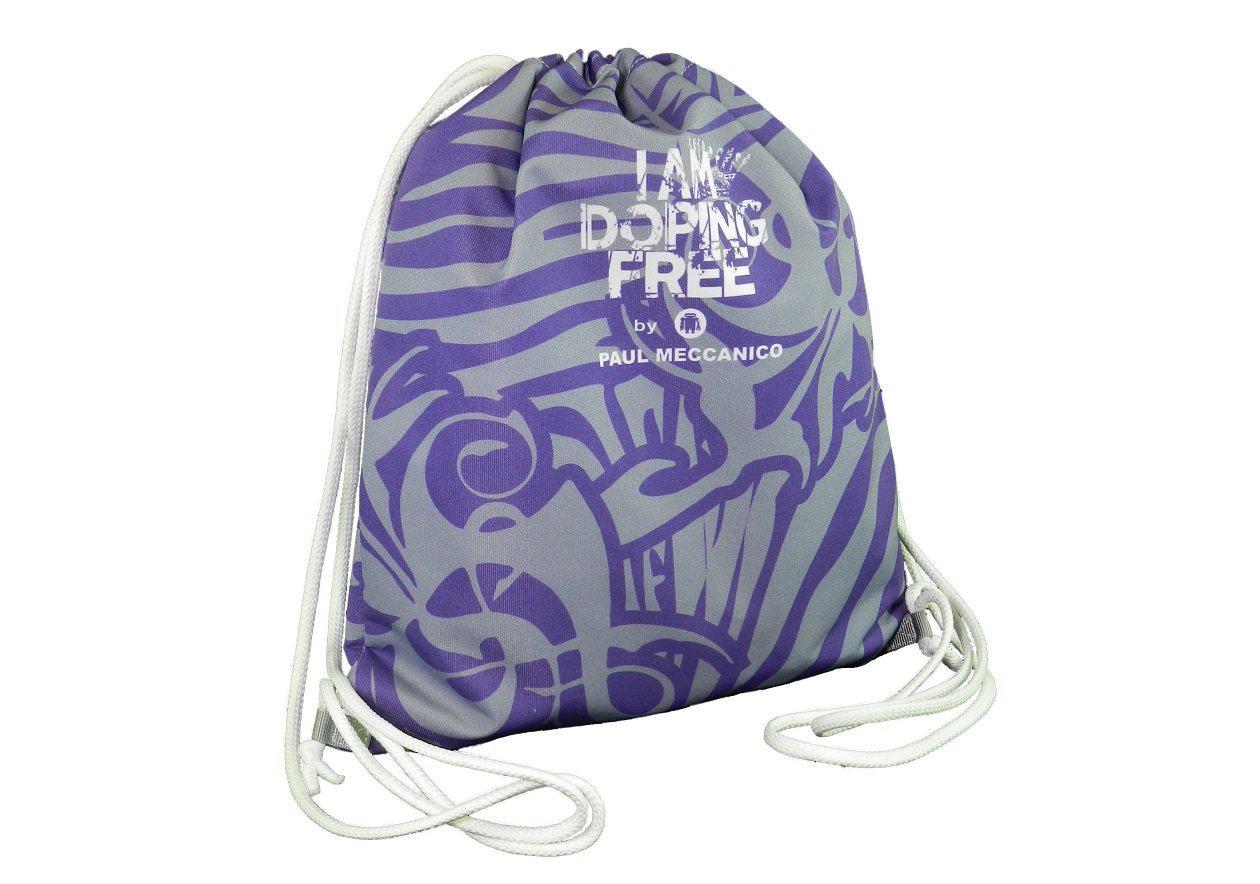BACK SACK I AM DOPING FREE DI PAUL MECCANICO IN VIOLA E GRIGIO. - Edizione limitata Paul Meccanico