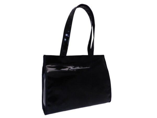 BLACK SHOPPER BAG WITH METALLIC LOGO PAUL MECCANICO. PEPE MODEL MADE OF LORRY TARPAULIN. - Unique Pieces Paul Meccanico