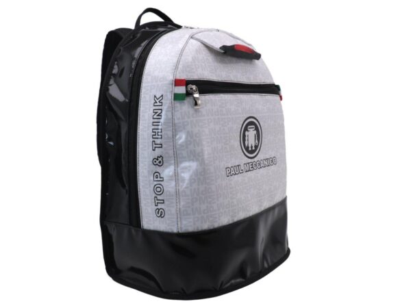 BLACK, WHITE AND GREY BACKPACK WITH LETTERING FANTASY. MODEL SUPER MADE OF LORRY TARPAULIN. - Limited Edition Paul Meccanico