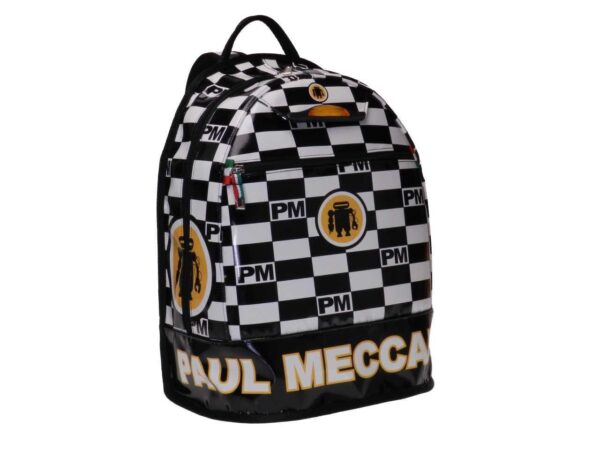 BLACK & WHITE BACKPACK GRAND PRIX STYLE. MODEL SUPER MADE OF LORRY TARPAULIN. - Limited Edition Paul Meccanico