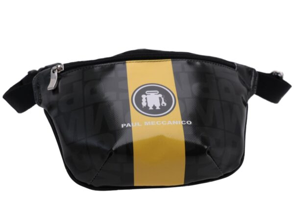 BLACK, YELLOW AND DARK GREEN WAIST BAG. MODEL FLEX MADE OF LORRY TARPAULIN. - Limited Edition Paul Meccanico