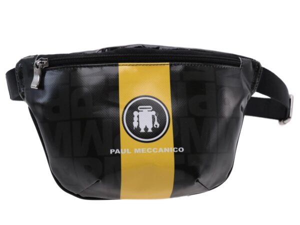 BLACK, YELLOW AND DARK GREEN WAIST BAG. MODEL FLEX MADE OF LORRY TARPAULIN. - Limited Edition Paul Meccanico