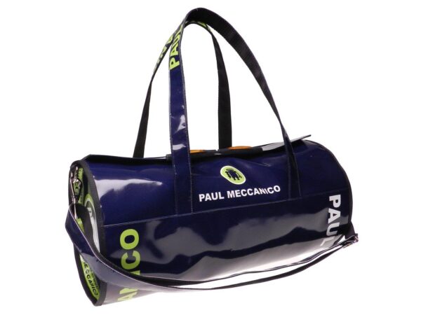 BLUE AND GREEN GYM BAG. ROLLING MODEL MADE OF LORRY TARPAULIN. - Unique Pieces Paul Meccanico