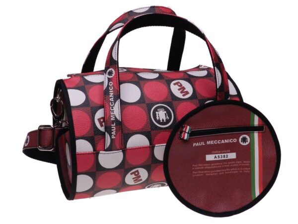 BOSTON BAG PAUL MECCANICO IN HAMMERED ECOLOGICAL LEATHER. MODEL MINI CERCLES FANTASY. - Unique Pieces Paul Meccanico