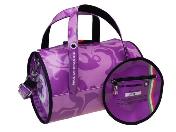 BOSTON BAG PAUL MECCANICO MADE OF LORRY TARPAULIN. MINI MODEL LILAC COLOUR. - Unique Pieces Paul Meccanico