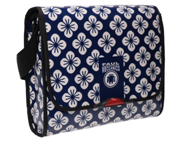 CROSSBODY BAG BLUE AND WHITE FLORAL FANTASY. MODEL BREAK MADE OF LORRY TARPAULIN. - Unique Pieces Paul Meccanico