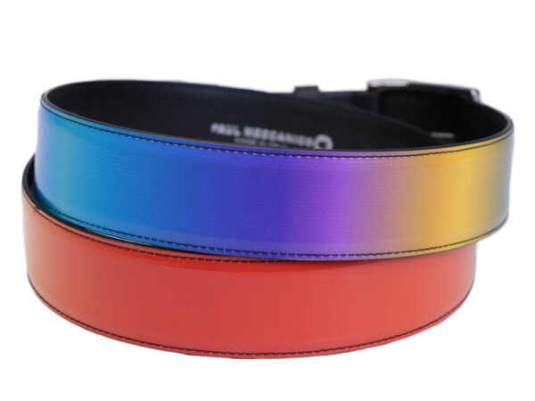 MULTICOLOR MEN'S BELT SHADED EFFECT MADE OF LORRY TARPAULIN. - Unique Pieces Paul Meccanico
