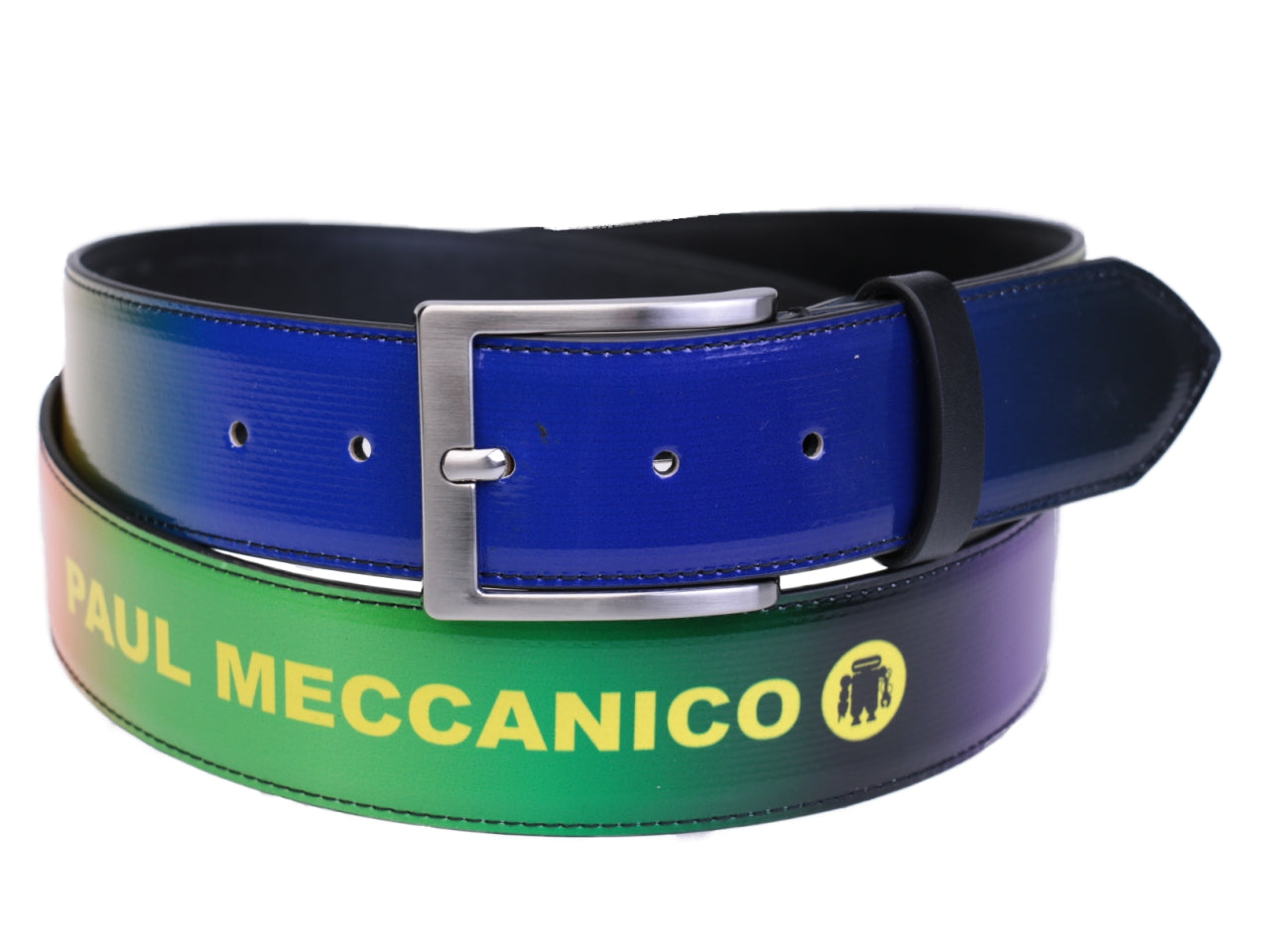 MULTICOLOR MEN'S BELT SHADED EFFECT MADE OF LORRY TARPAULIN. - Unique Pieces Paul Meccanico