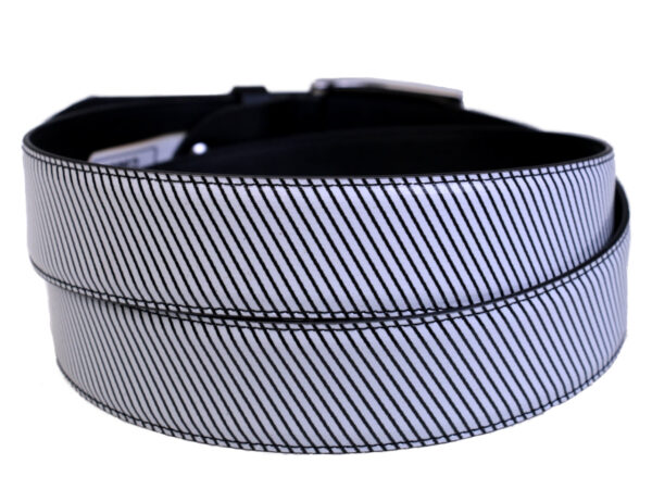 BLACK AND WHITE MEN'S BELT MADE OF LORRY TARPAULIN. - Unique Pieces Paul Meccanico