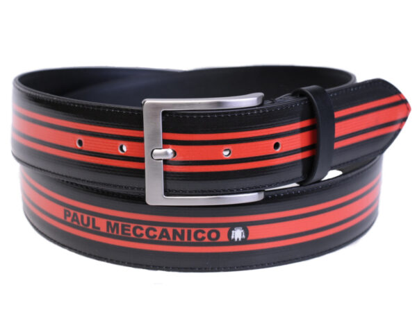 BLACK AND RED MEN'S BELT MADE OF LORRY TARPAULIN. - Unique Pieces Paul Meccanico