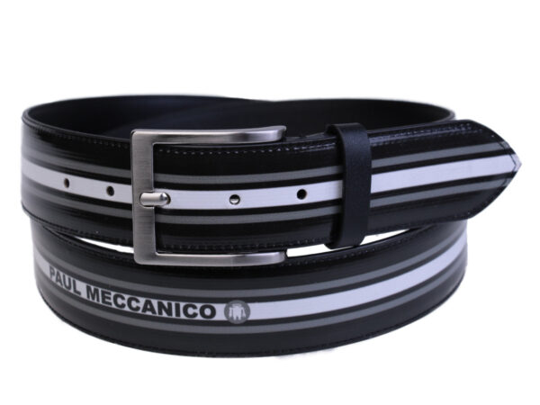BLACK ,WHITE AND GREY MEN'S BELT MADE OF LORRY TARPAULIN. - Unique Pieces Paul Meccanico