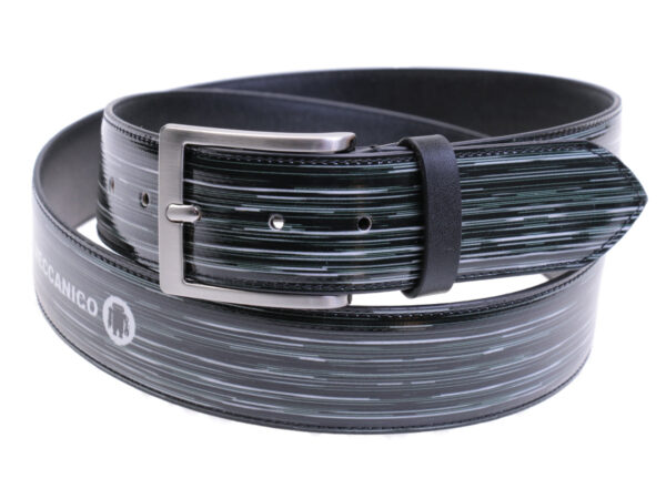 ...BLACK AND WHITE MEN'S BELT WITH SHADED EFFECT MADE OF LORRY TARPAULIN. - Unique Pieces Paul Meccanico