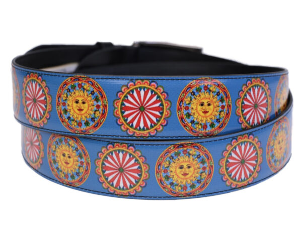 MEN'S BELT LIGHT BLUE SICILIAN STYLE MADE OF LORRY TARPAULIN. - Unique Pieces Paul Meccanico