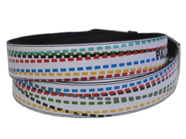 WHITE MEN'S BELT "TIRE TRACK" MADE OF LORRY TARPAULIN. - Unique Pieces Paul Meccanico