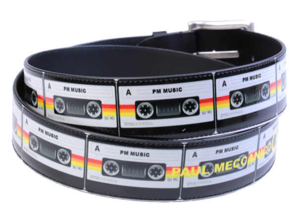 MEN'S BELT "MUSIC CASSETTES" MADE OF LORRY TARPAULIN. - Unique Pieces Paul Meccanico