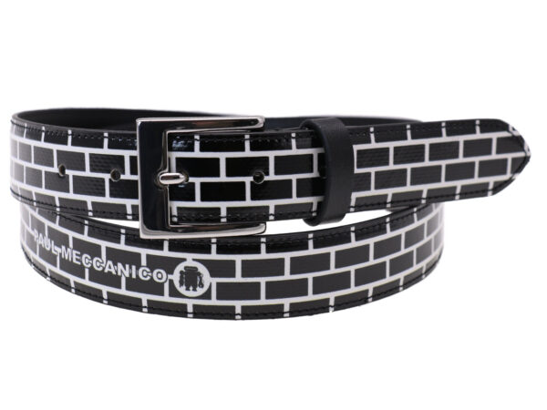 WOMAN'S BELT BLACK AND WHITE GEOMETRIC FANTASY MADE OF LORRY TARPAULIN. - Unique Pieces Paul Meccanico