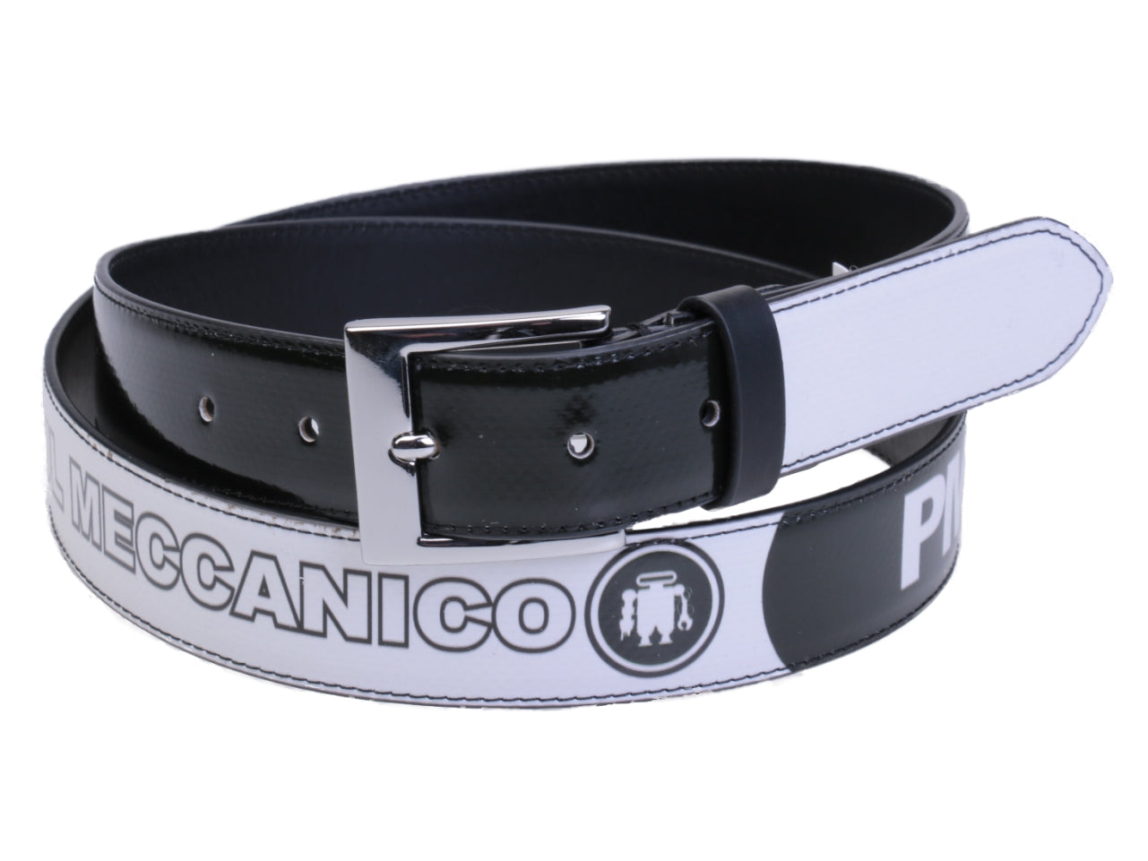 BLACK AND WHITE WOMEN'S BELT MADE OF LORRY TARPAULIN. - Unique Pieces Paul Meccanico