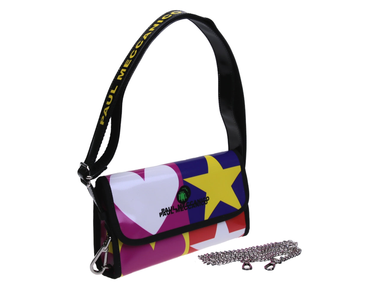 CLUTCH BAG MULTICOLOR "POP STYLE". MODEL CANDY MADE OF LORRY TARPAULIN. - Limited Edition Paul Meccanico