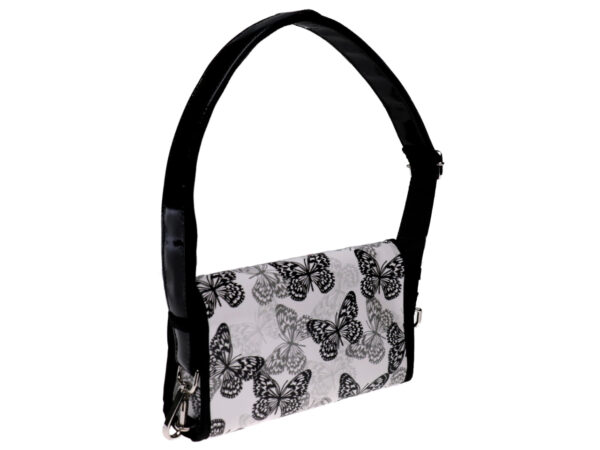 CLUTCH BAG BLACK AND WHITE "BUTTERFLIES". MODEL CANDY MADE OF LORRY TARPAULIN. - Limited Edition Paul Meccanico