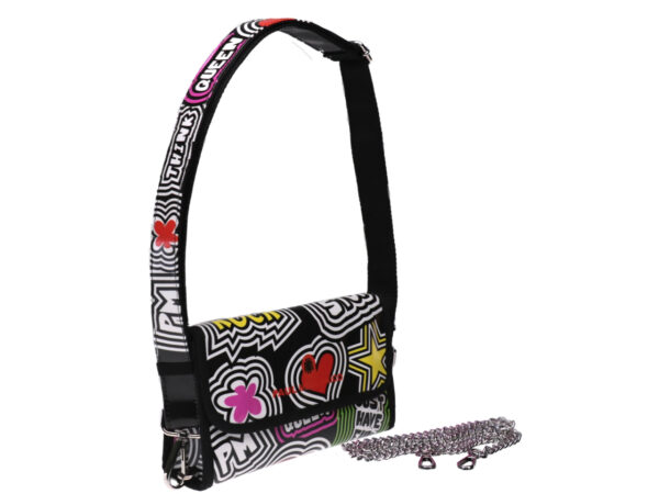 CLUTCH BAG BLACK AND WHITE "POP STYLE". MODEL CANDY MADE OF LORRY TARPAULIN. - Limited Edition Paul Meccanico