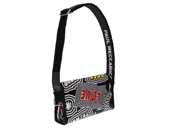 CLUTCH BAG BLACK AND WHITE "POP STYLE". MODEL CANDY MADE OF LORRY TARPAULIN. - Limited Edition Paul Meccanico
