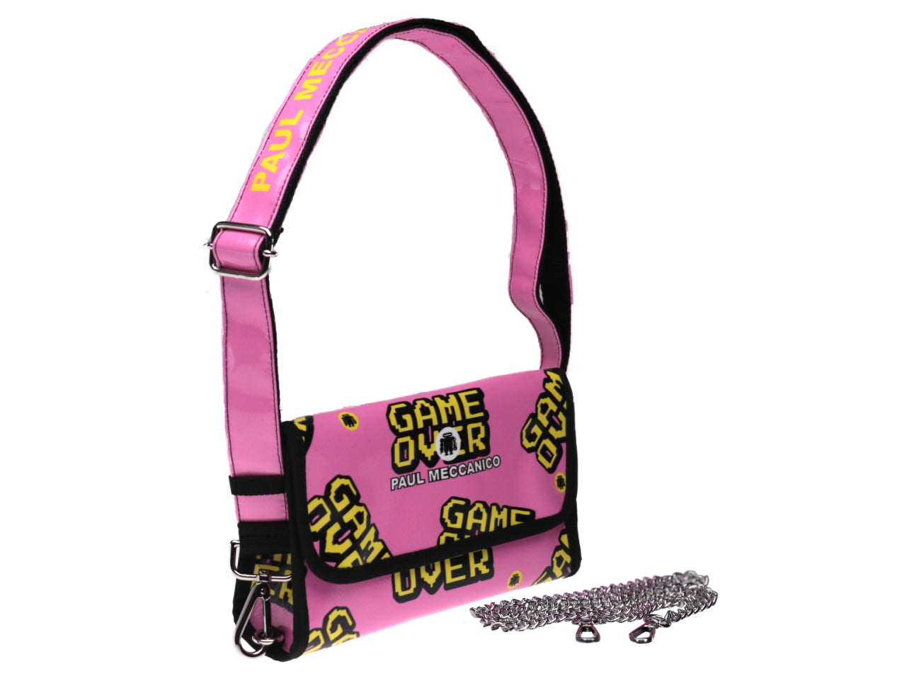 CLUTCH BAG PINK "GAME OVER". MODEL CANDY MADE OF LORRY TARPAULIN. - Limited Edition Paul Meccanico