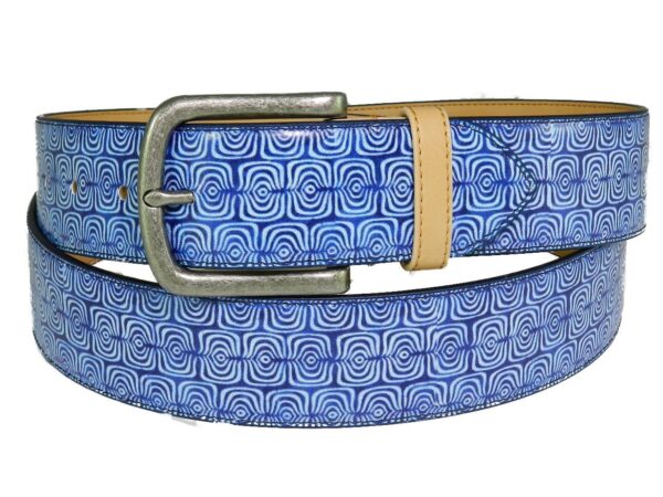 CINTURA UOMO PAUL MECCANICO. COLORE BLU FANTASIA OPTICAL. - Paul Meccanico