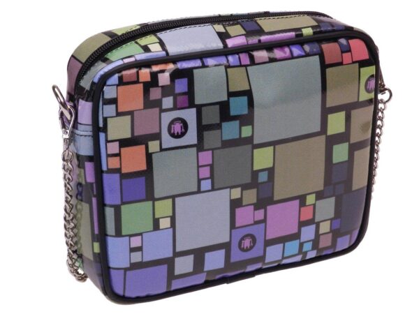 MULTICOLOUR CLUTCH WITH GEOMETRIC FANTASY. MODEL PARK MADE OF LORRY TARPAULIN. - Limited Edition Paul Meccanico
