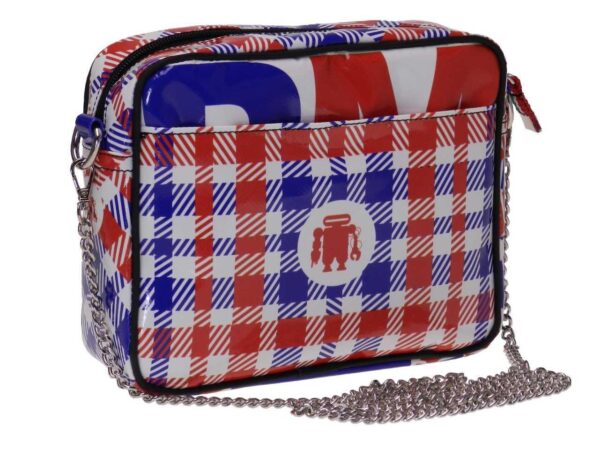 CLUTCH WHITE, RED AND BLUE COLOURS MADRAS FANTASY. PARK MODEL MADE OF LORRY TARPAULIN. - Limited Edition Paul Meccanico