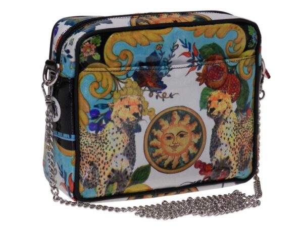 CLUTCH WITH PRINTED STYLE FOULARD. PARK MODEL MADE OF LORRY TARPAULIN. - Limited Edition Paul Meccanico