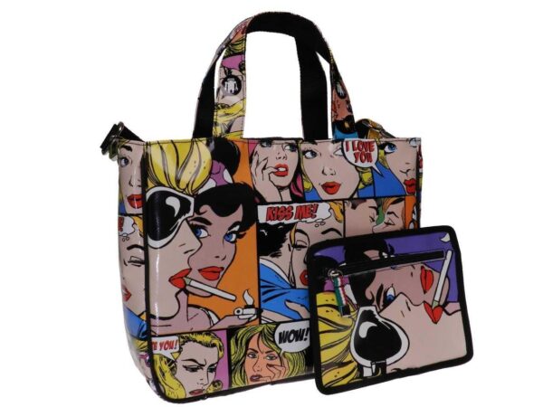 COLORED TOTE BAG CARTOON STYLE. GLAM MODEL MADE OF LORRY TARPAULIN. - Unique Pieces Paul Meccanico