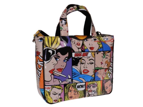 COLORED TOTE BAG CARTOON STYLE. GLAM MODEL MADE OF LORRY TARPAULIN. - Unique Pieces Paul Meccanico