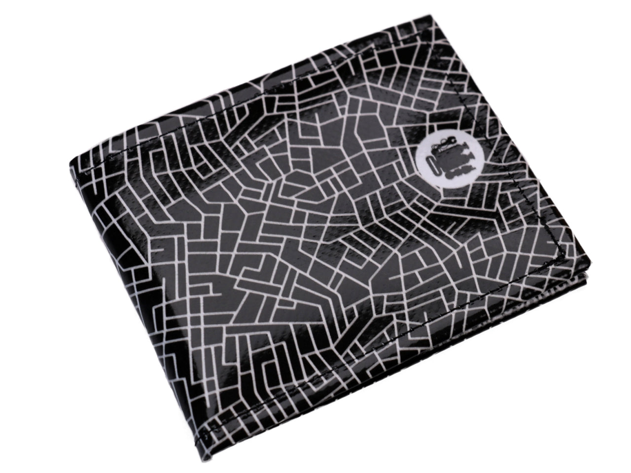 MEN'S WALLET BLACK AND WHITE LABYRINTH FANTASY. MODEL CRIK MADE OF LORRY TARPAULIN. - Limited Edition Paul Meccanico
