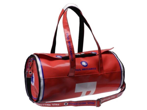 GYM BAG RED COLOR. ROLLING MODEL MADE OF LORRY TARPAULIN. - Unique Pieces Paul Meccanico