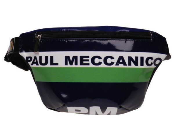 HIP BAG BLU, GREEN AND WHITE COLOURS MADE OF LORRY TARPAULIN FLEX MODEL. - Limited Edition Paul Meccanico