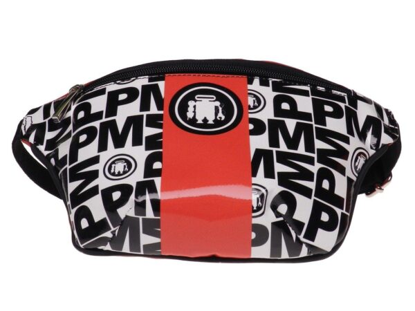HIP BAG WHITE, BLACK AND RED COLOURS MADE OF LORRY TARPAULIN FLEX MODEL. - Limited Edition Paul Meccanico