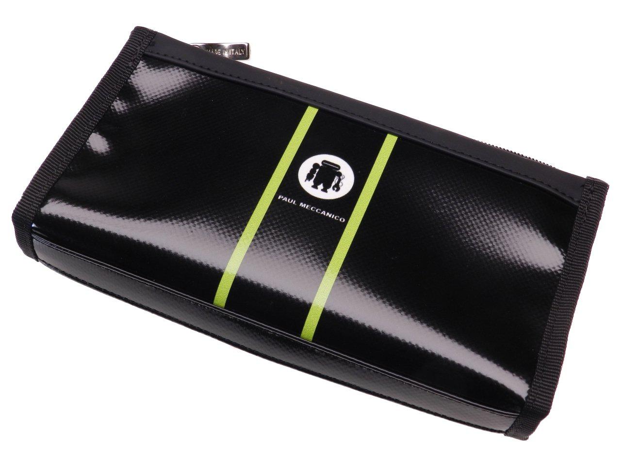 LARGE WOMEN'S WALLET BLACK AND GREEN COLOURS. PIT MODEL MADE OF LORRY TARPAULIN. - Limited Edition Paul Meccanico