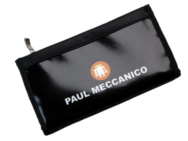 LARGE WOMEN'S WALLET BLACK COLOUR. PIT MODEL MADE OF LORRY TARPAULIN. - Paul Meccanico