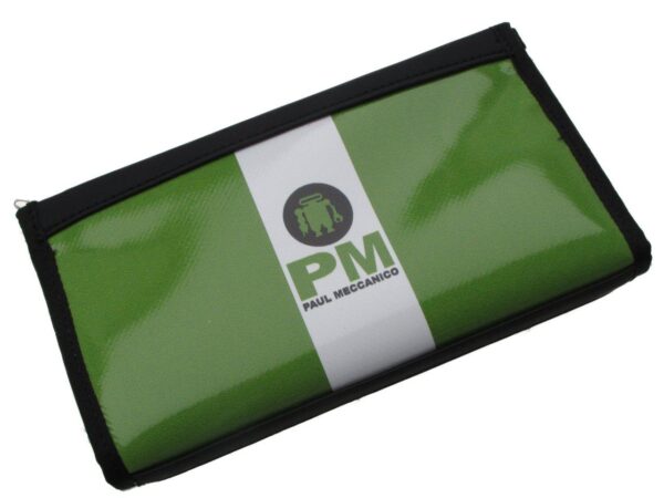LARGE WOMEN'S WALLET GREEN AND WHITE COLOURS. PIT MODEL MADE OF LORRY TARPAULIN. - Limited Edition Paul Meccanico