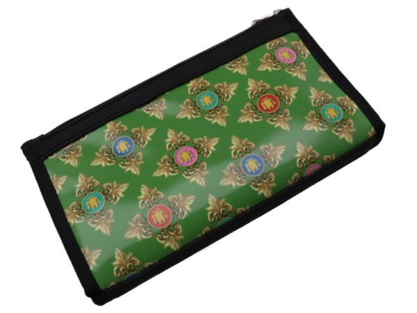 LARGE WOMEN'S WALLET GREEN COLOUR LIBERTY FANTASY. PIT MODEL MADE OF LORRY TARPAULIN. - Limited Edition Paul Meccanico