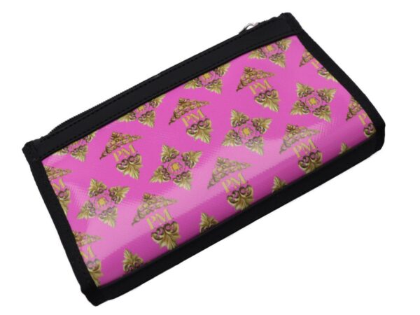 LARGE WOMEN'S WALLET PINK COLOUR LIBERTY FANTASY. PIT MODEL MADE OF LORRY TARPAULIN. - Limited Edition Paul Meccanico