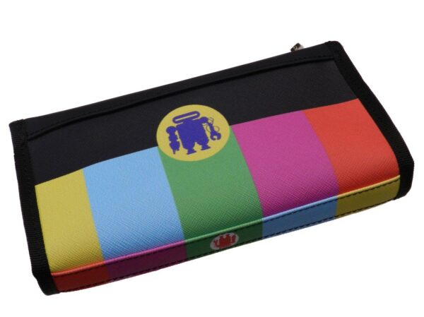LARGE WOMEN'S WALLET WITH MULTICOLOR STRIPES. PIT MODEL MADE OF HAMMERED SYNTHETIC LEATHER. - Paul Meccanico