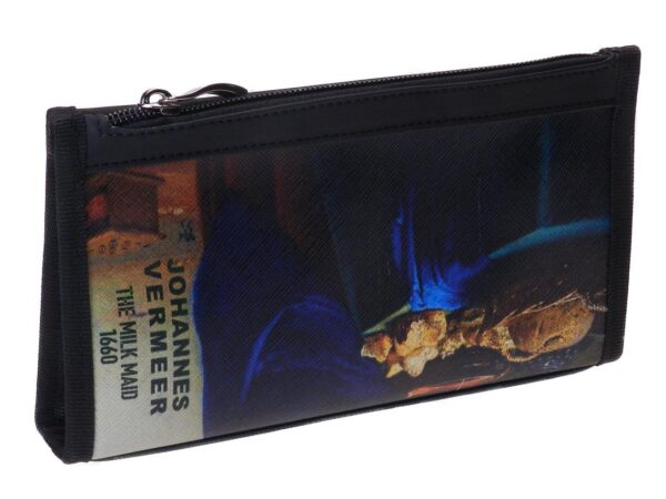 LARGE WOMEN'S WALLET WITH PAINTED PRINT OF THE ARTIST "VERMEER". PIT MODEL MADE OF HAMMERED SYNTHETIC LEATHER. - Paul Meccanico