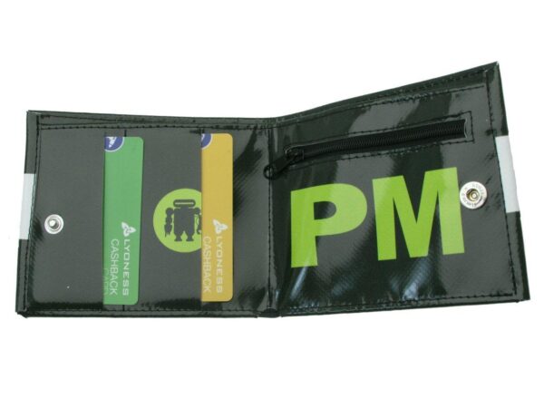 MAN WALLET DARK GREEN AND WHITE COLOURS. CRIK MODEL MADE OF LORRY TARPAULIN. - Limited Edition Paul Meccanico