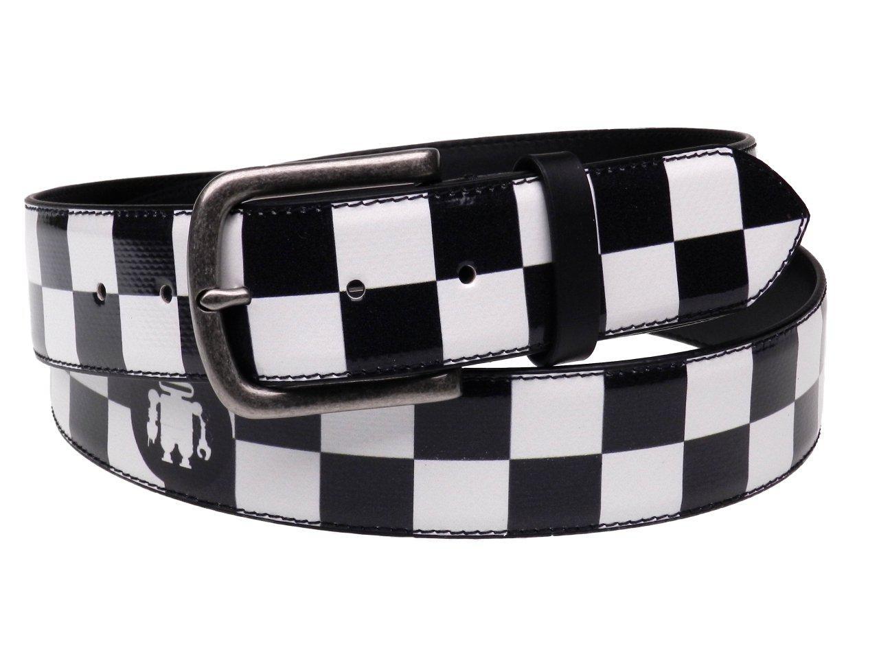 MAN'S BELT BLACK AND WHITE COLOURS CHESS PATTERN MADE OF LORRY TARPAULIN. - Unique Pieces Paul Meccanico